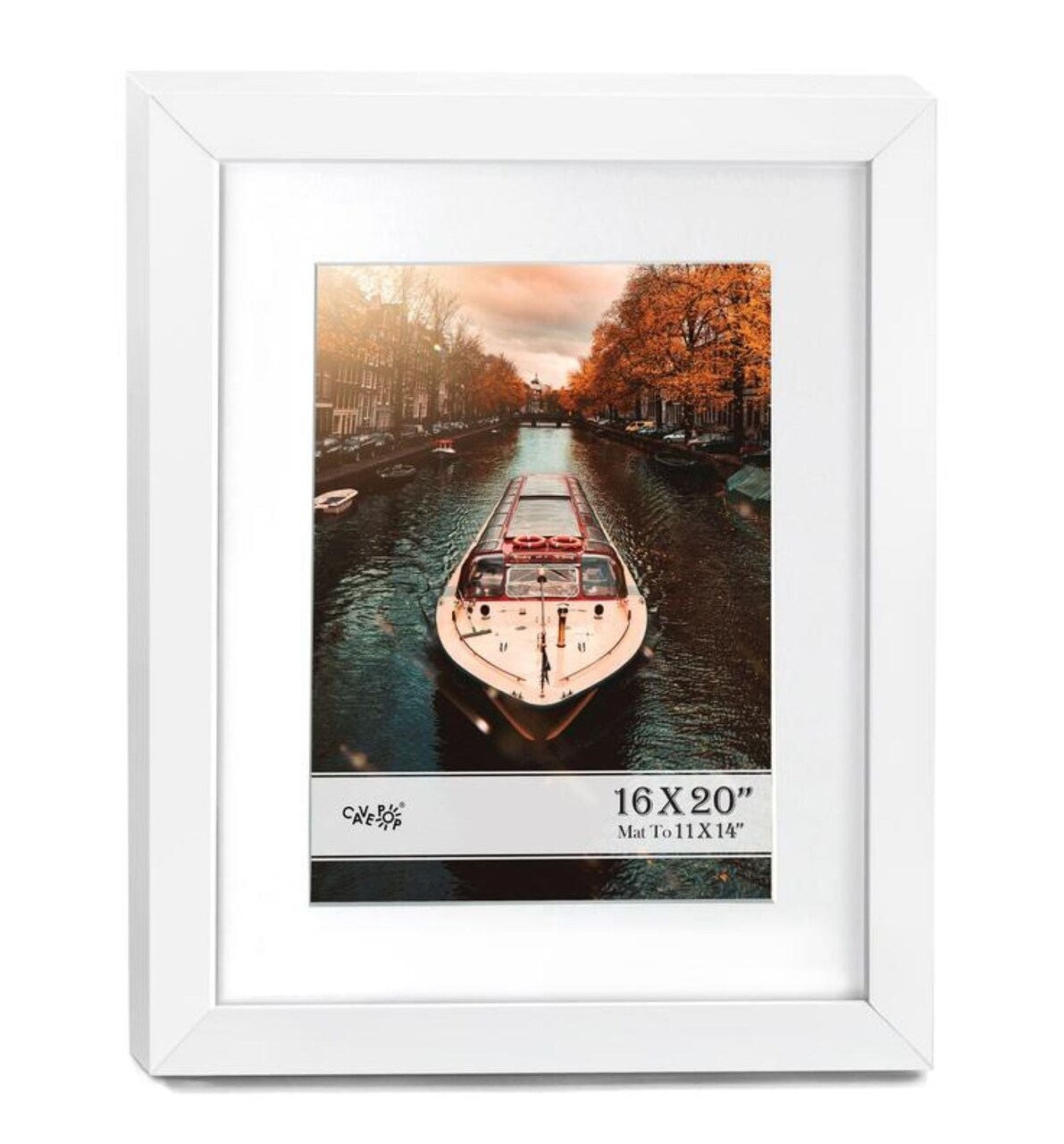 16x20 White Wood Picture Frame with Mat 11X 14
